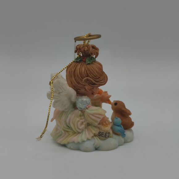 HollyDay Angels Ashton Drake Heirloom Feeding Bunny Bird Christmas Ornament - Picture 4 of 5